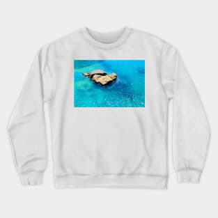 View from Ischia at a rock coming out of the Tyrrhenian Sea Crewneck Sweatshirt